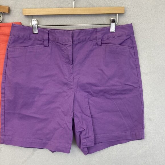 Lot of 3 Lands' End Chino Shorts Womens 10 Coral Purple Brown Casual Cotton - Picture 6 of 14